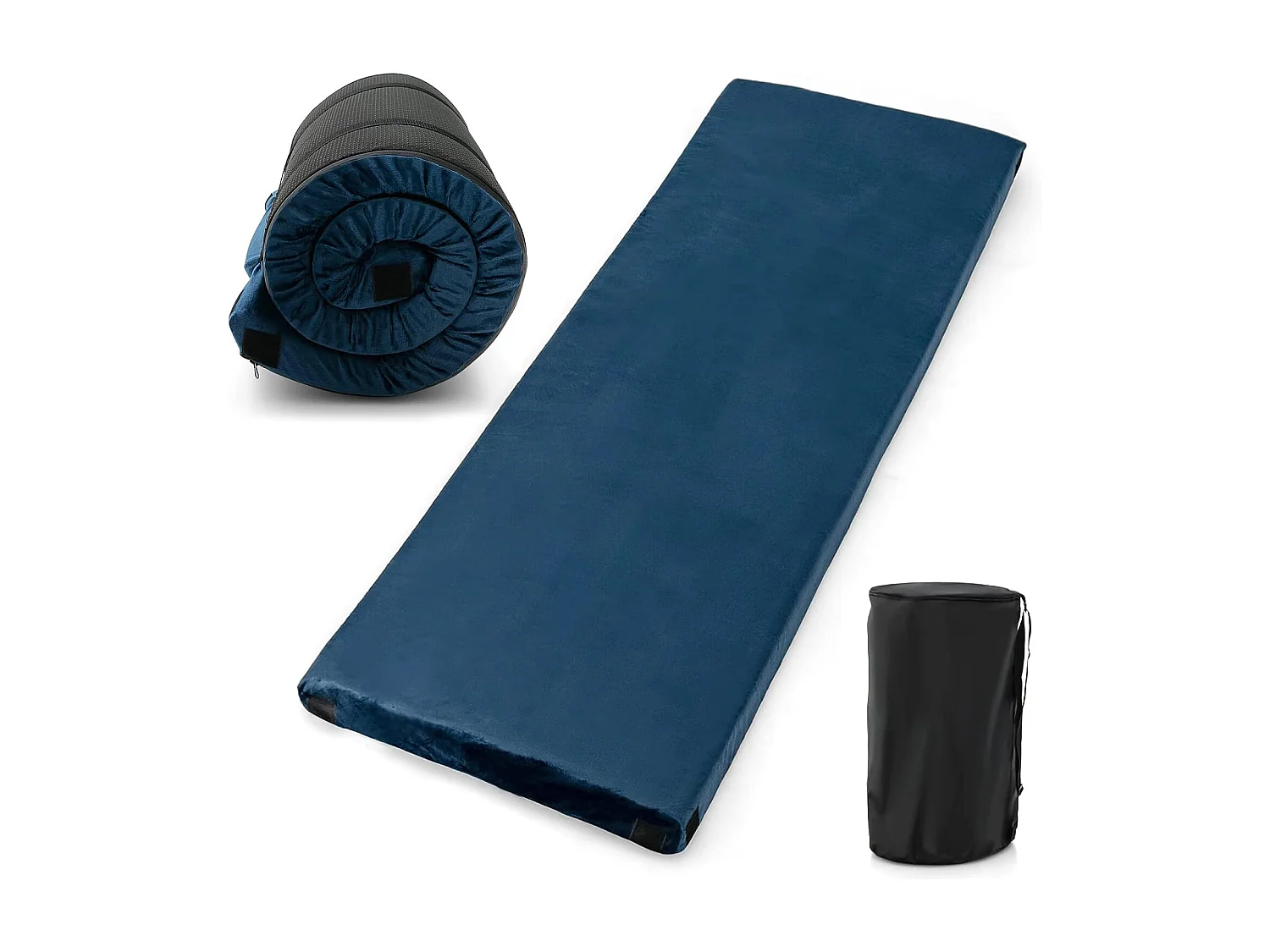 Isomat Camping matras van traagschuim, lichte slaapmat met flanellen overtrek, incl. draagtas, gastenmatras voor reizen, wandelen 183 x 62,5 x 6,5 cm ZB32940