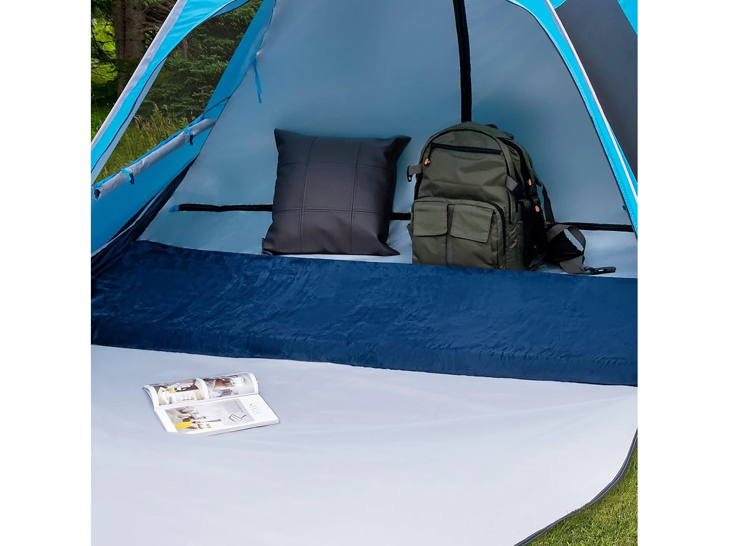 Isomat Camping matras van traagschuim, lichte slaapmat met flanellen overtrek, incl. draagtas, gastenmatras voor reizen, wandelen 183 x 62,5 x 6,5 cm ZB32940
