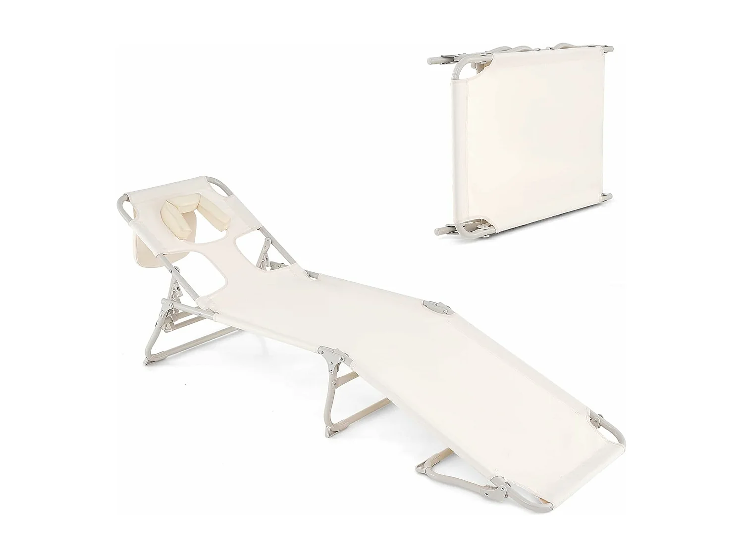 Zonneligstoel met openingen voor gezicht en armen, inklapbare ligstoel en voeteneinde, ligstoel tot 200 kg belastbaar, voor tuin, terras, strand ZB33847