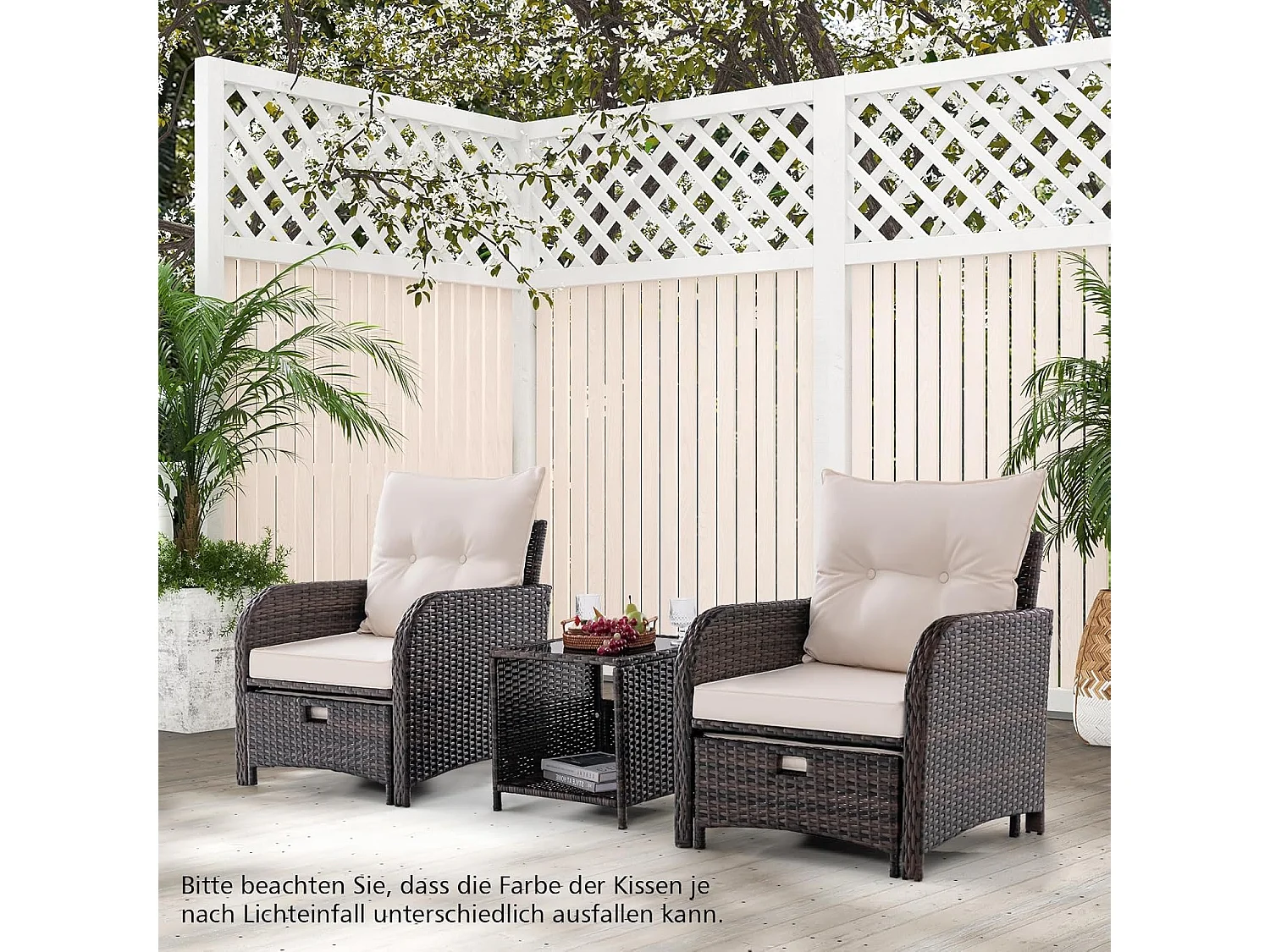 5-delige balkonmeubelset, tuinmeubelen van PE-polyrotan, balkonset incl. 2 stoelen, kruk en tafel, terrasmeubels, tuinset, zitgroep voor tuin, balkon, terrasZB33504