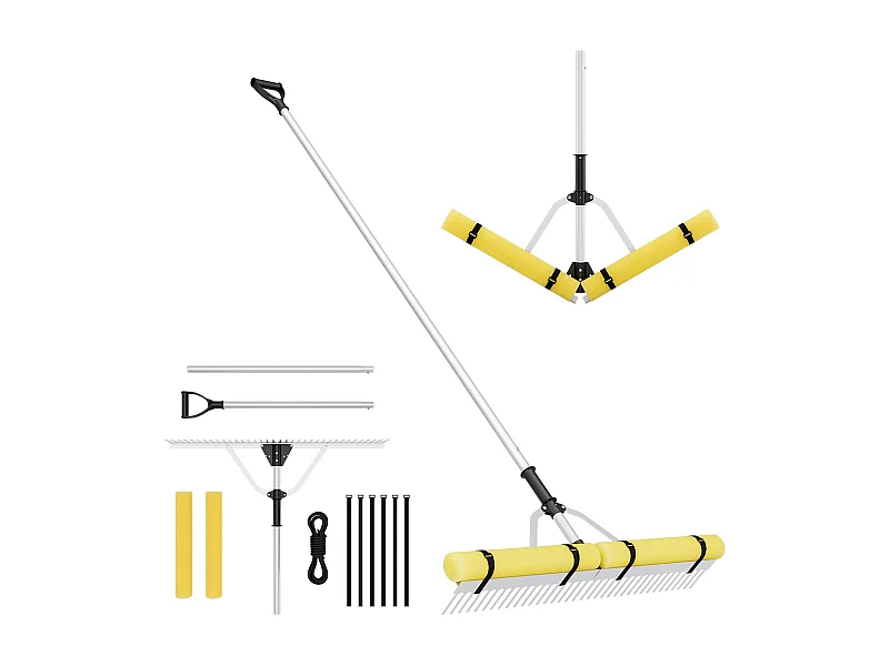 Drijvende Weed-zeehark met 92 cm rekenkop, verstelbare verlenghandgreep,opvouwbare landschapshark voor het verwijderen van onkruid en algen