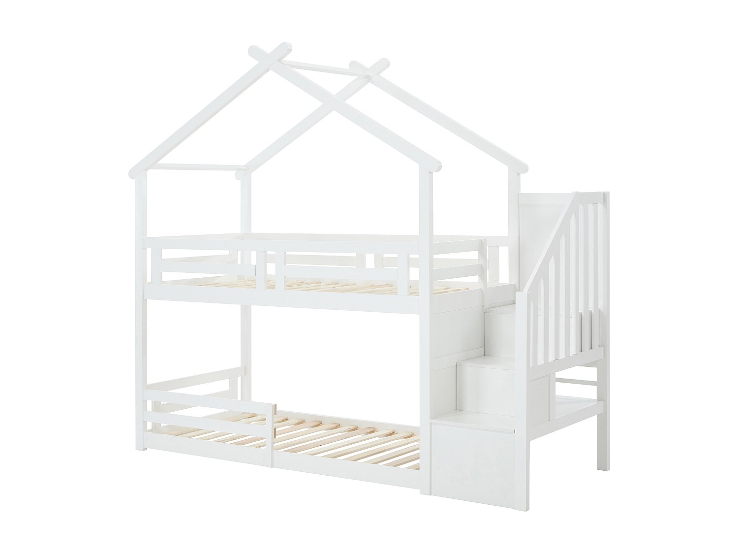 Hochbett Hausbett - 90 x 190 cm - Kiefer & MDF - Weiß - TALETY günstig online kaufen