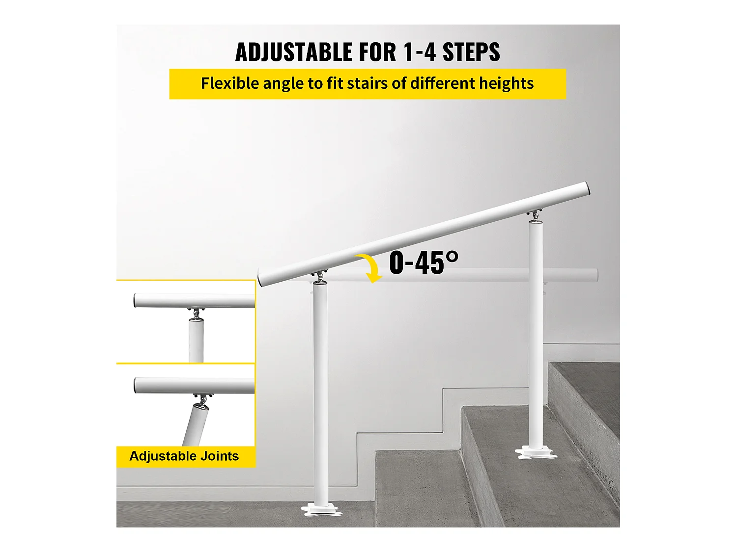 Rampe D'escalier SucceBuy Rampe D'extérieur de 4 Pieds et Balustrade de Jardin Blanche de 34 Po