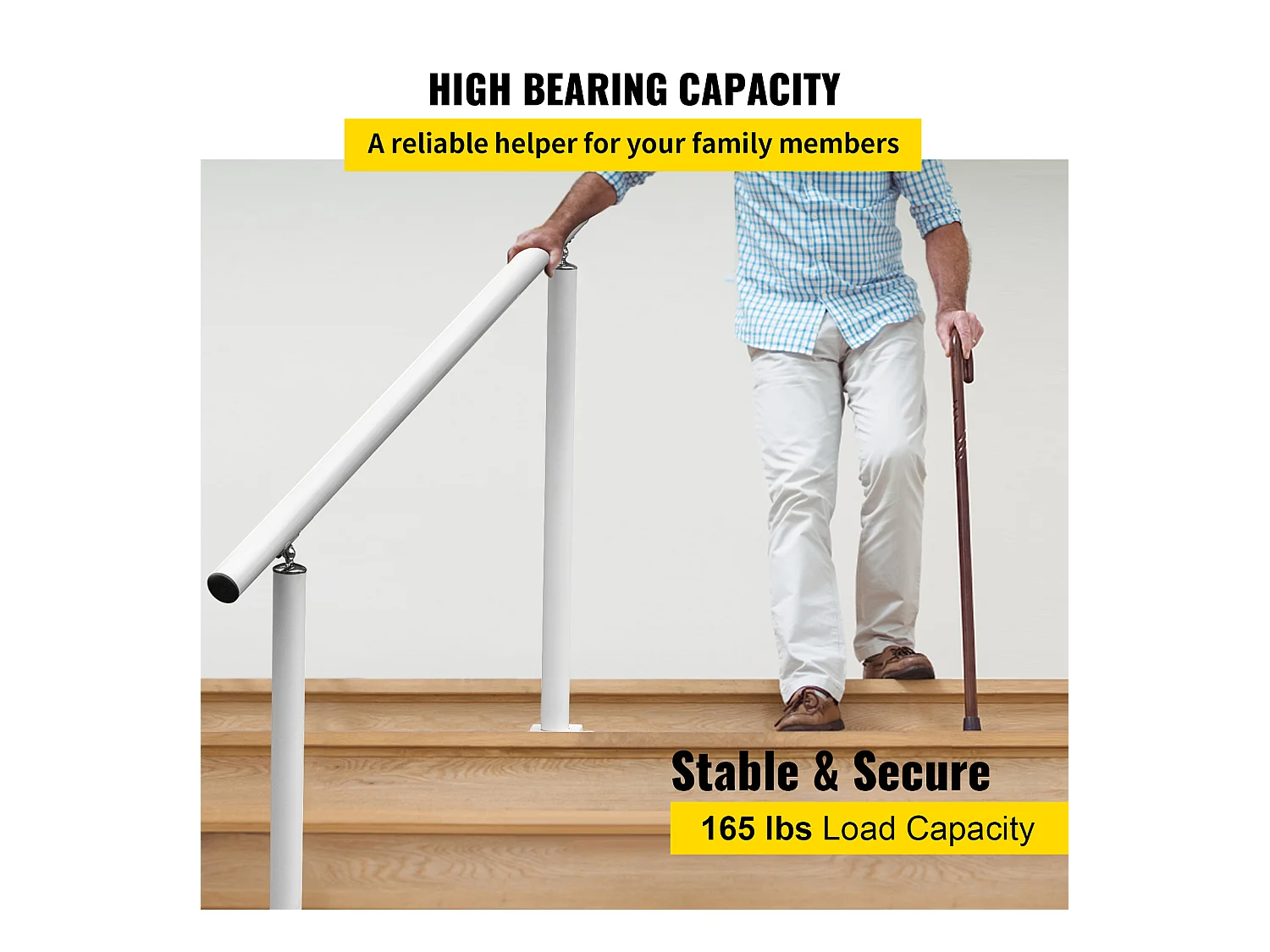 Rampe D'escalier SucceBuy Rampe D'extérieur de 4 Pieds et Balustrade de Jardin Blanche de 34 Po