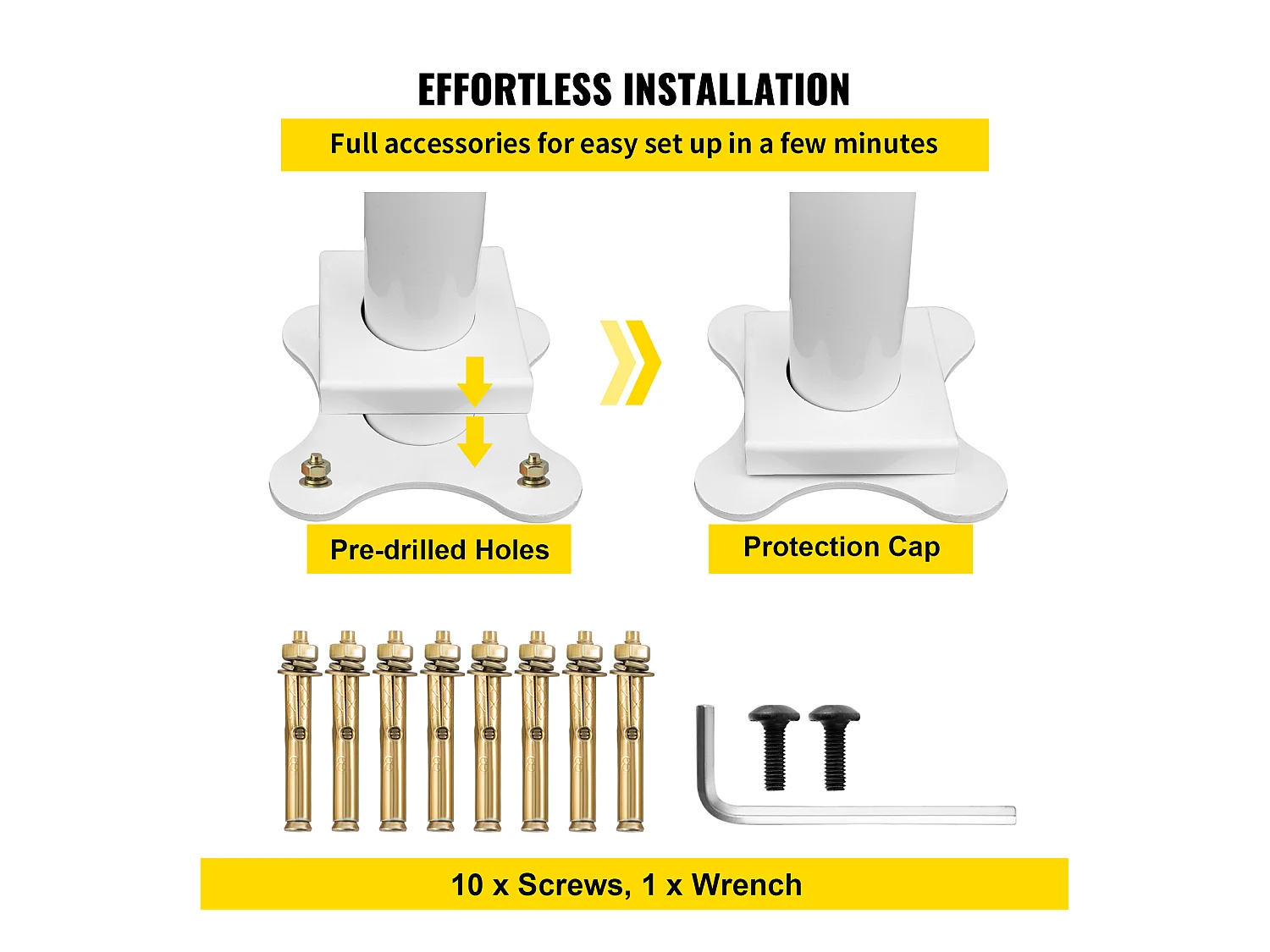 Rampe D'escalier SucceBuy Rampe D'extérieur de 4 Pieds et Balustrade de Jardin Blanche de 34 Po