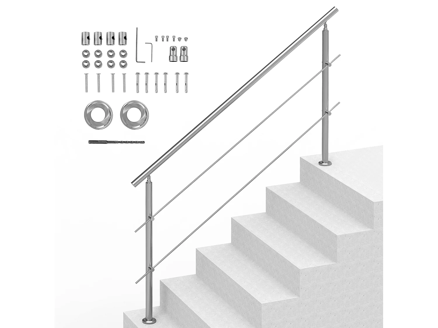 Ringhiera per Esterni SucceBuy Confezione da 2 Ringhiere per Gradini da Esterno con Barre Trasversali per Veranda e Terrazza, 70,9 Pollici