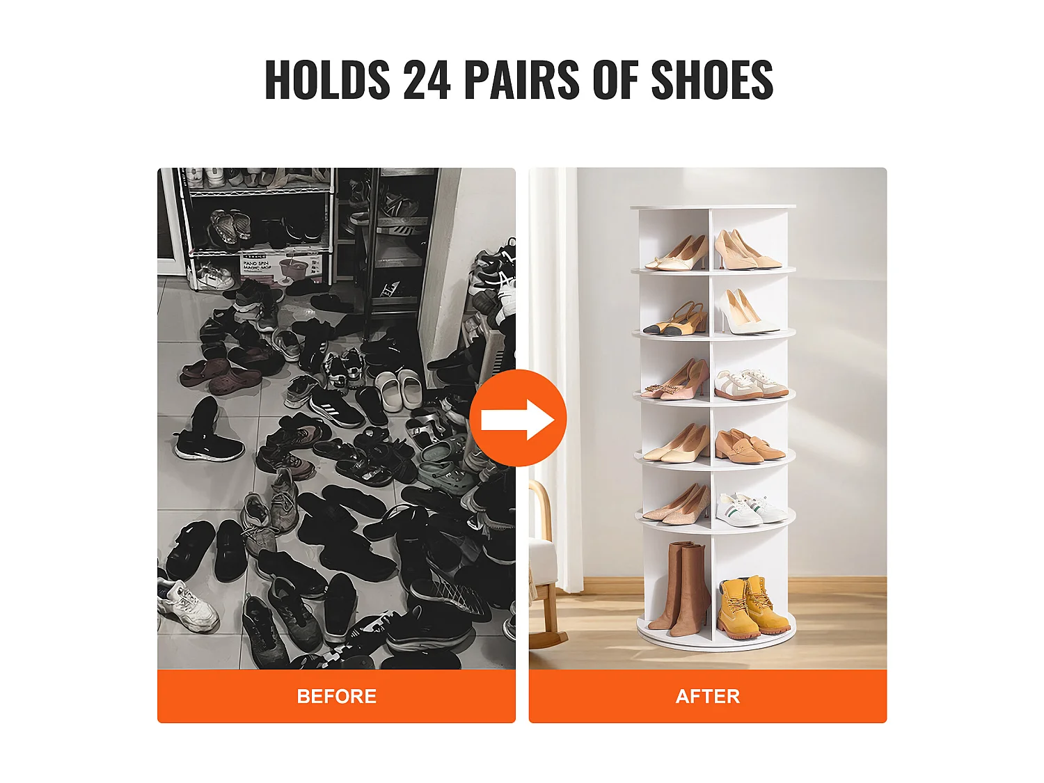 Mobile per Scarpe, SucceBuy Scaffale Girevole 6 Livelli Bianco con Rotazione Fluida Ottimizza lo Spazio per 36 Paia Ideale per Guardaroba e Ingressi