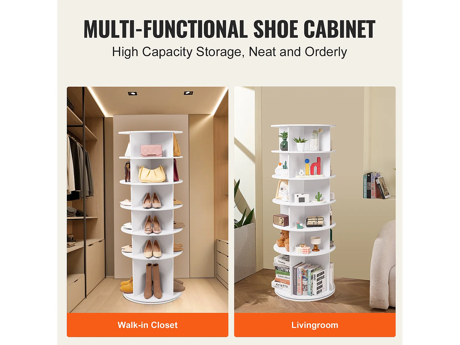 Mobile per Scarpe, SucceBuy Scaffale Girevole 6 Livelli Bianco con Rotazione Fluida Ottimizza lo Spazio per 36 Paia Ideale per Guardaroba e Ingressi