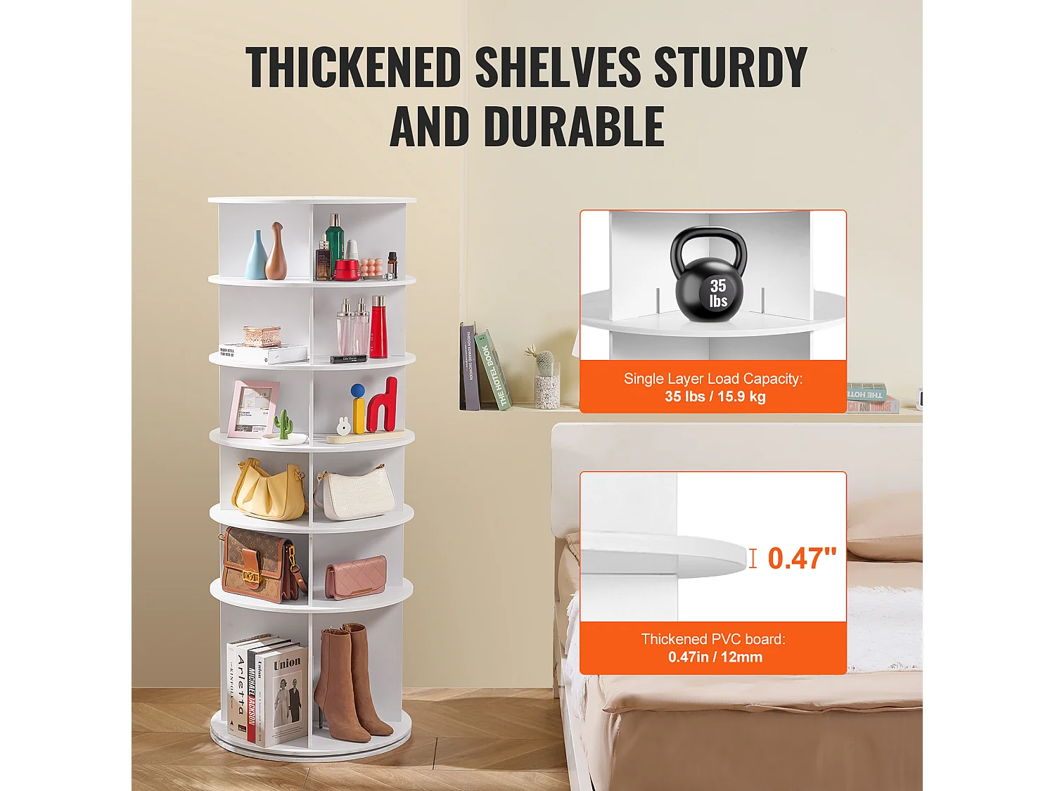 Mobile per Scarpe, SucceBuy Scaffale Girevole 6 Livelli Bianco con Rotazione Fluida Ottimizza lo Spazio per 36 Paia Ideale per Guardaroba e Ingressi