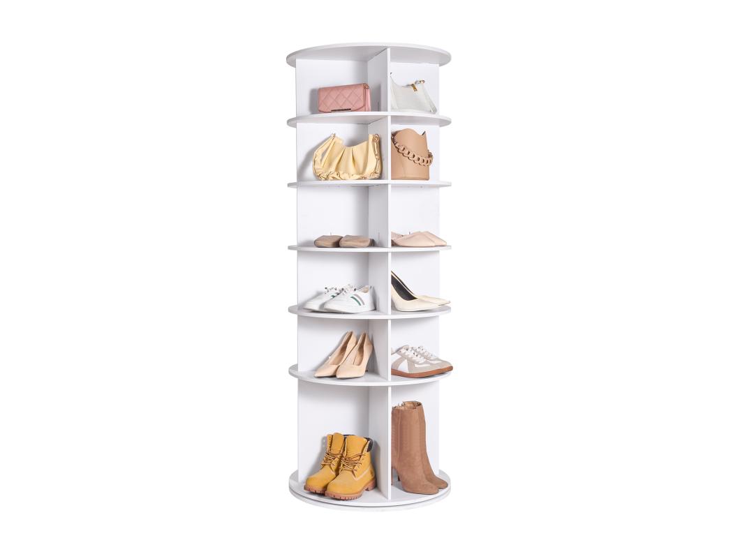 Schoenenrek, SucceBuy 6-laags Roterende Schoenencarrousel, Wit