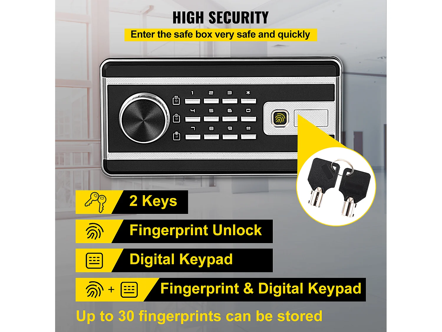 Coffre-Fort SucceBuy, Serrure Numérique de 22.7L Cubes, Serrure à Clé pour la Sécurité de la Maison et du Bureau