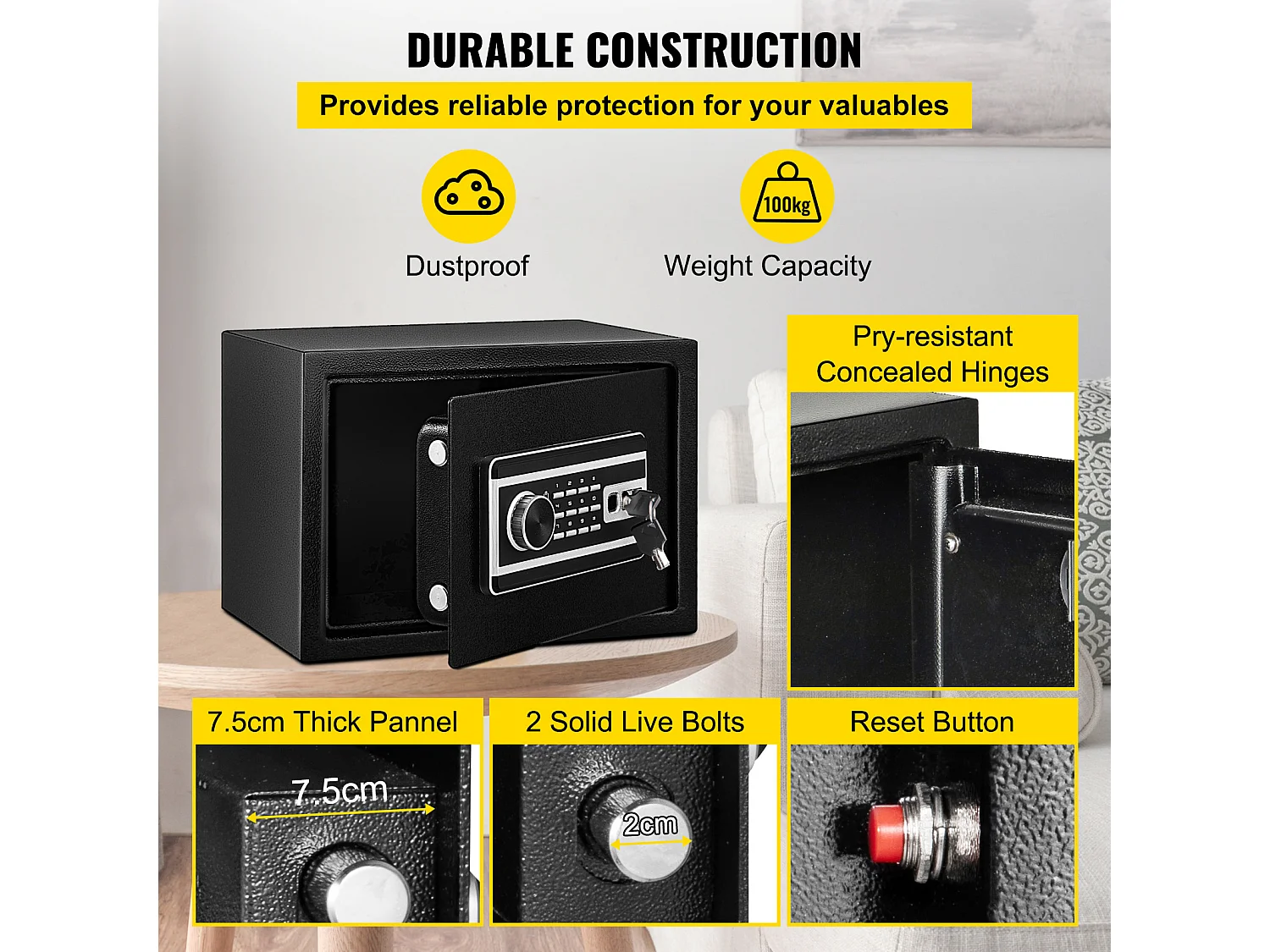 Coffre-Fort SucceBuy, Serrure Numérique de 22.7L Cubes, Serrure à Clé pour la Sécurité de la Maison et du Bureau