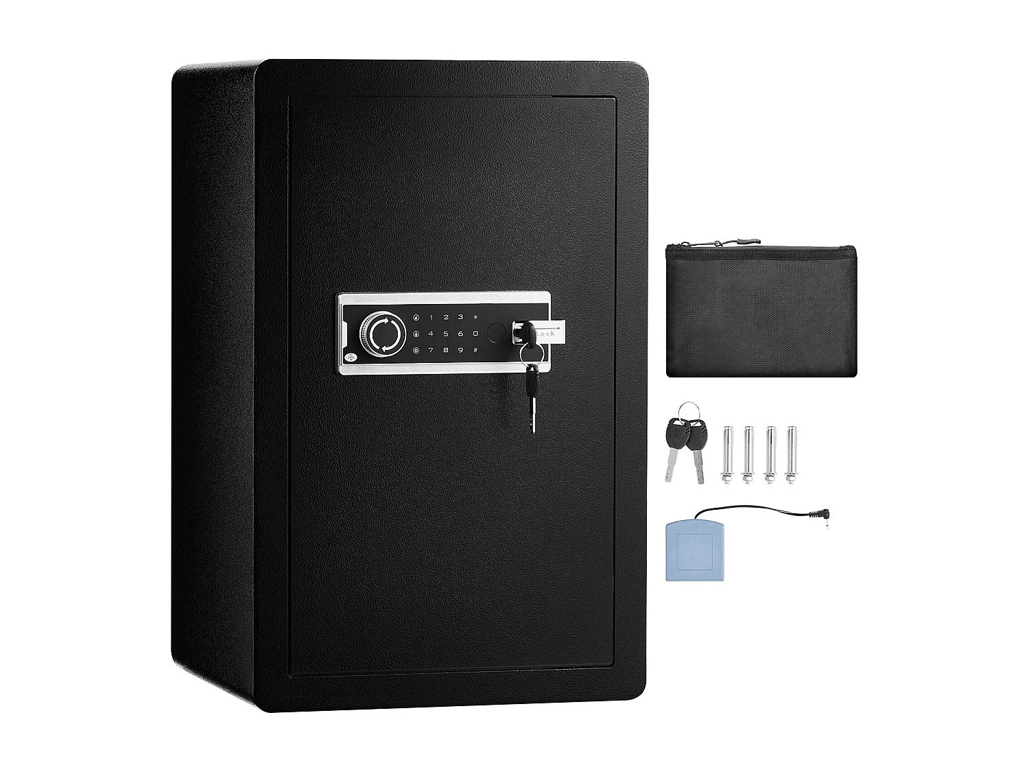 4,0 Cu. Voet Kluis met Enkele deur SucceBuy, Sleutel- en Wachtwoordslot, LED-Verlichting, Zwart