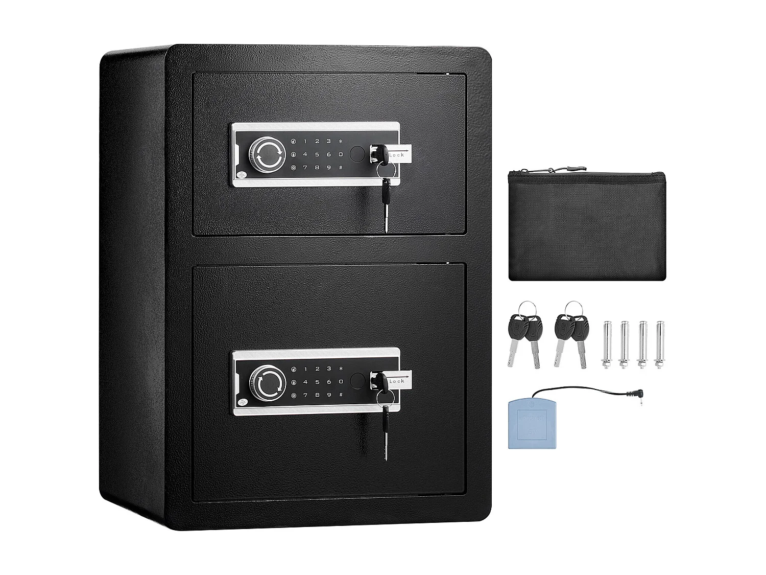 3,5 Stóp Sześciennych Sejf z Podwójnymi Drzwiami i Blokadą Hasła SucceBuy, Czarna Torba Ognioodporna