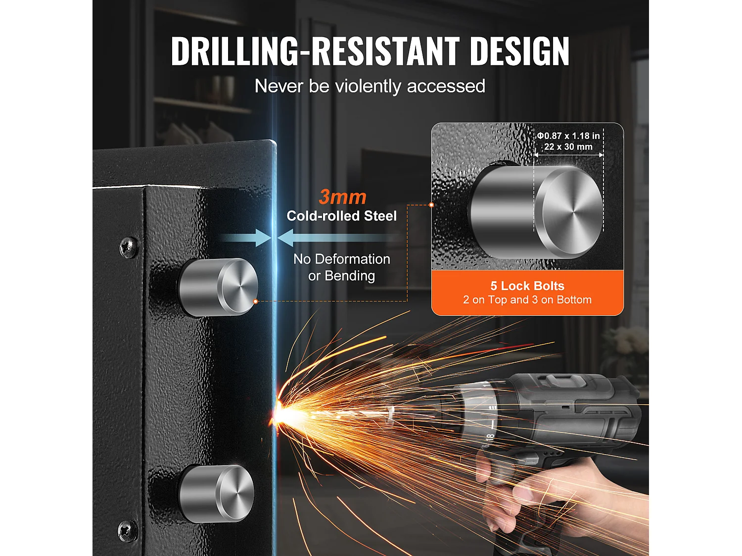 3,5 Stóp Sześciennych Sejf z Podwójnymi Drzwiami i Blokadą Hasła SucceBuy, Czarna Torba Ognioodporna