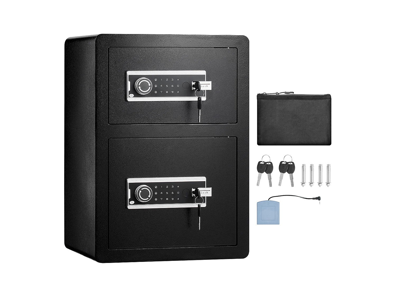 Coffre-Fort SucceBuy Coffre-fort à Double Porte de 99 L Avec Mot de Passe de Verrouillage, Sac Ignifuge Noir