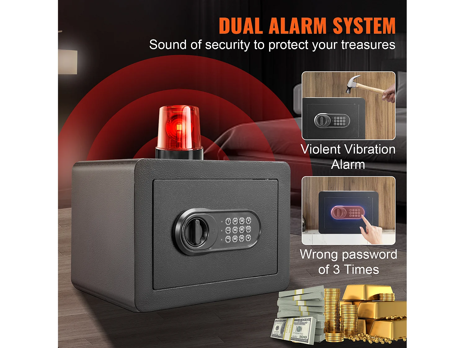 0,5 Kubieke Voet Stalen Geldkluis SucceBuy, Goud, 13,8 x 9,8 x 9,8 inch