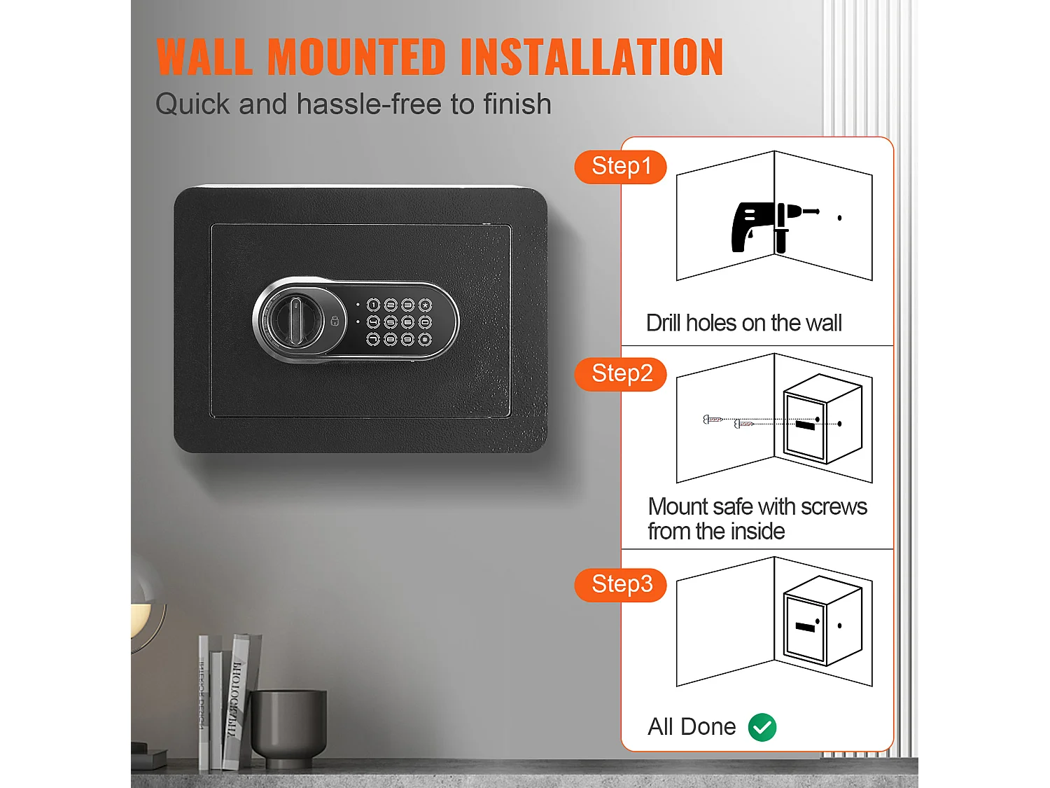 0,5 Kubieke Voet Stalen Geldkluis SucceBuy, Goud, 13,8 x 9,8 x 9,8 inch