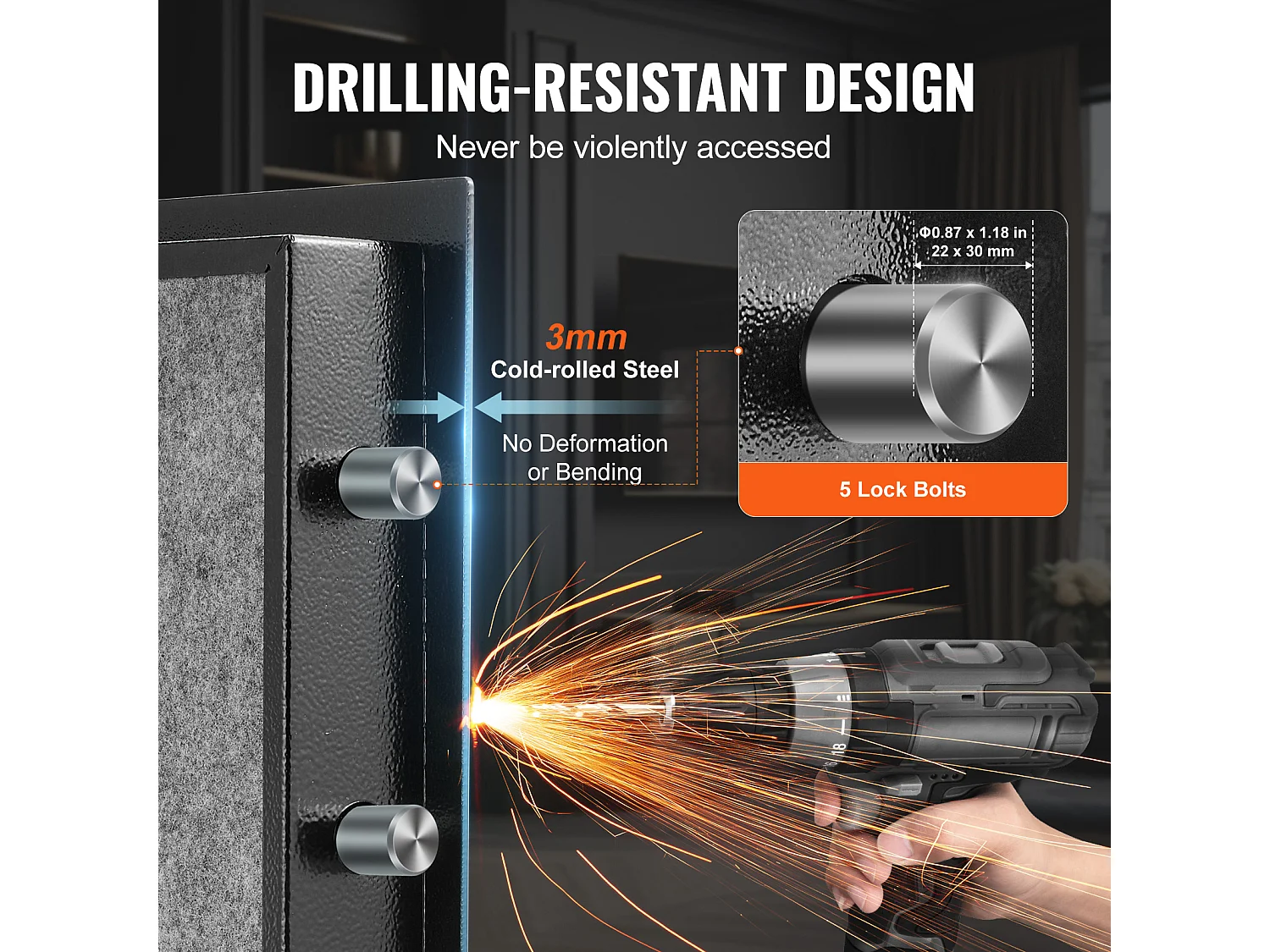 4,0 cu. ft. Enkele Deurkluis met Sleutelslot en Wachtwoordkast SucceBuy, Zwart