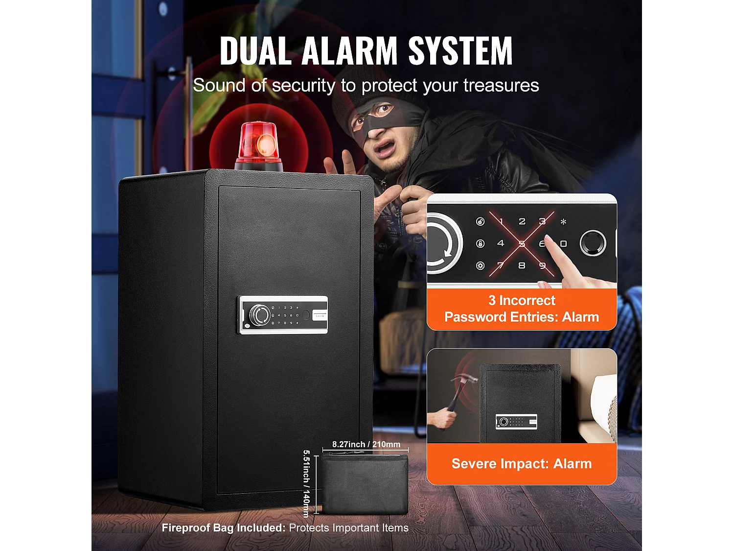 4,0 cu. ft. Enkele Deurkluis met Sleutelslot en Wachtwoordkast SucceBuy, Zwart