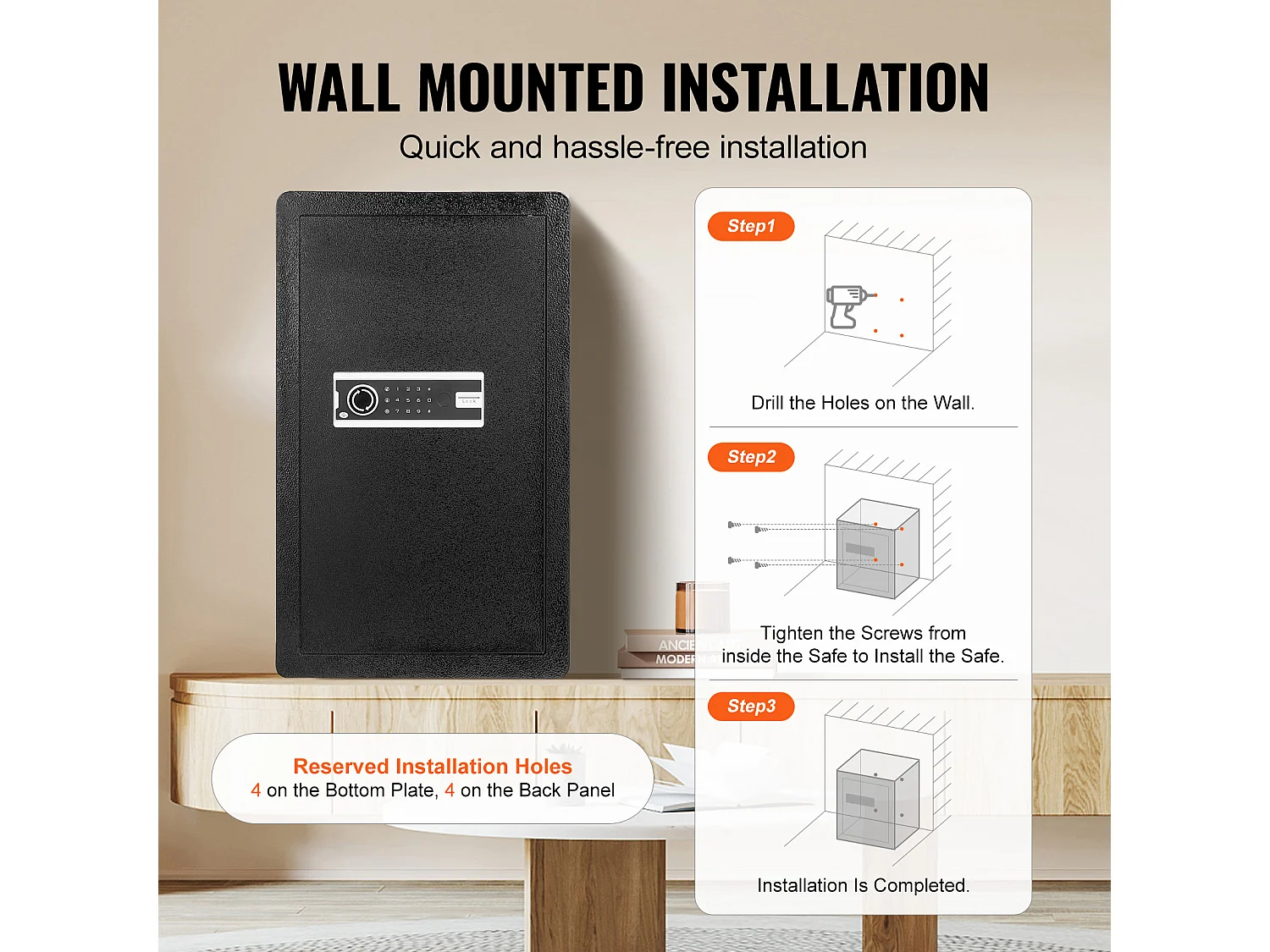 4,0 cu. ft. Enkele Deurkluis met Sleutelslot en Wachtwoordkast SucceBuy, Zwart