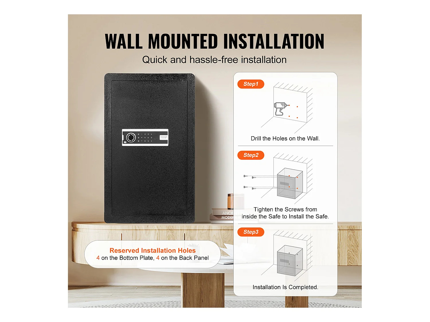 Coffre-Fort SucceBuy Coffre-Fort à Porte Simple de 113 L avec Serrure à Clé et Armoire à Mot de Passe, Noir