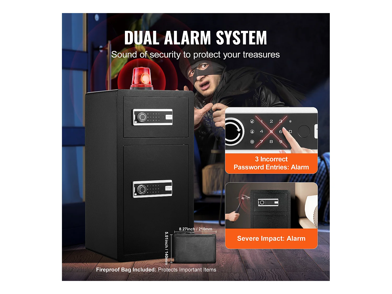 Coffre-Fort SucceBuy Coffre-fort à Double Porte de 155.7 L Noir avec Serrure à Clé et Armoire à Mot de Passe