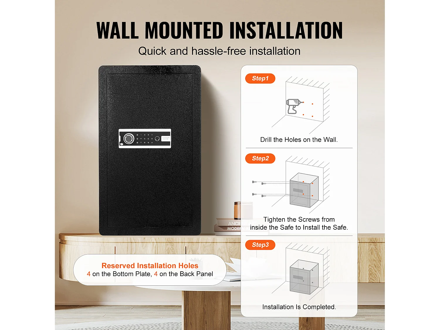 4,0 cu. ft. Enkele deurkluis met sleutel SucceBuy, wachtwoord en vingerafdrukslot, zwart