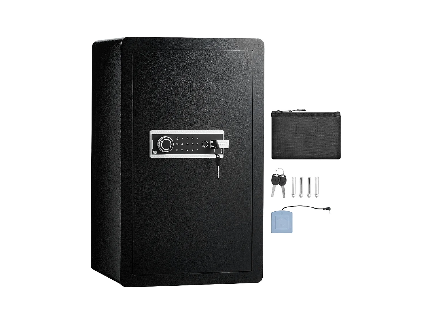 Coffre-Fort SucceBuy Coffre-fort à Porte Simple de 113 L avec Verrouillage à Clé, Mot de Passe et Empreinte Digitale, Noir