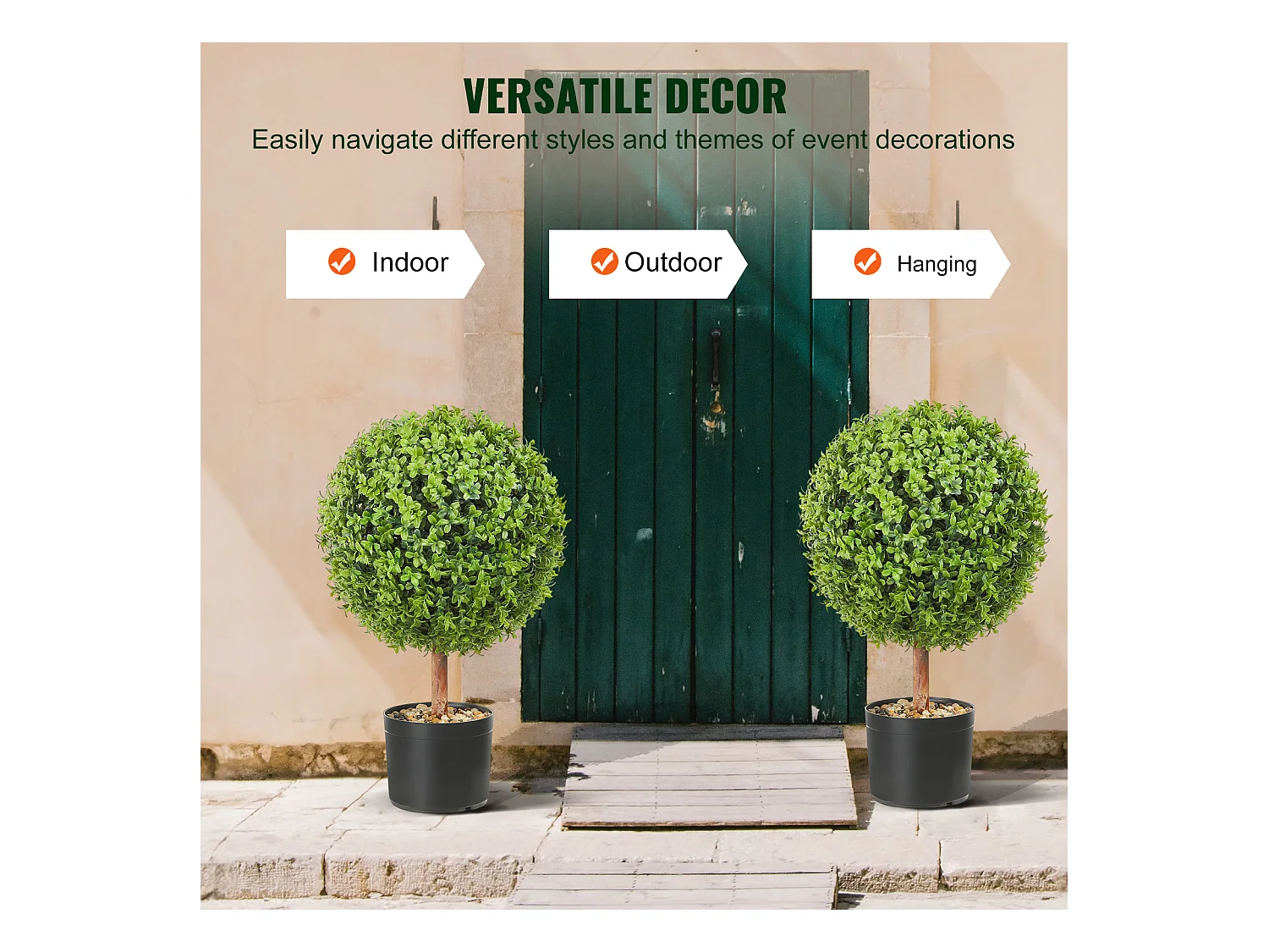 Arbre Artificiel SucceBuy 2' Arbre Topiaire Artificiel Faux Plante Feuilles Remplaçables Home Decor