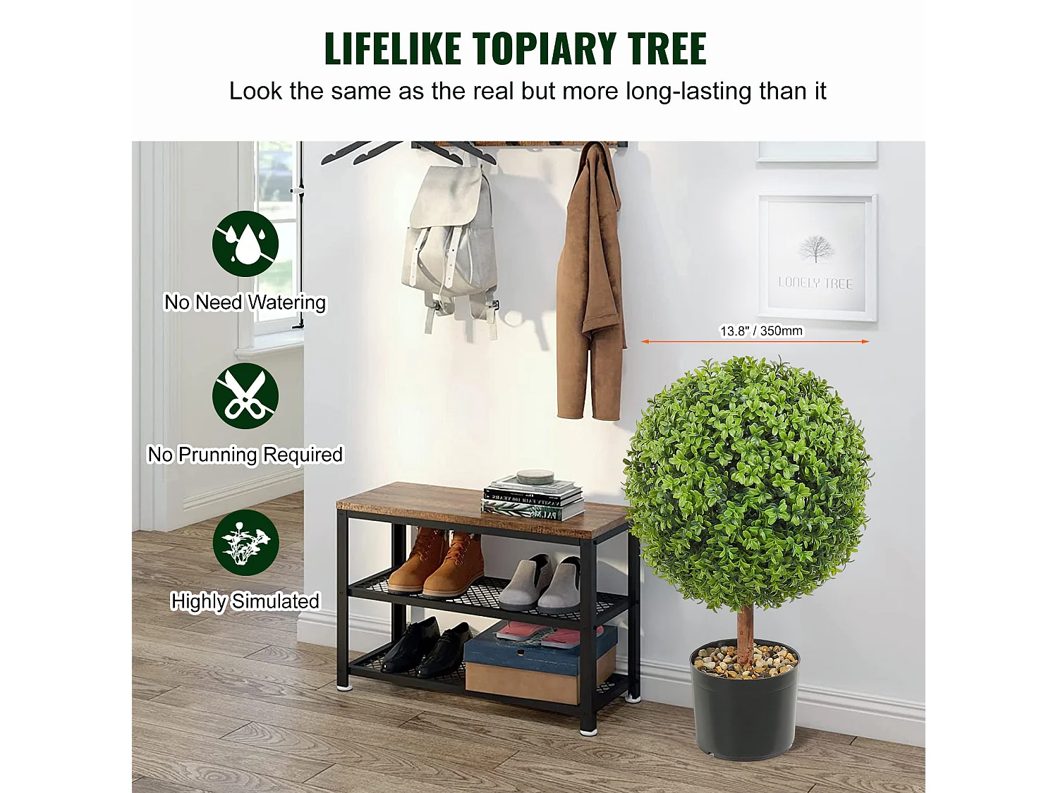 Arbre Artificiel SucceBuy 2' Arbre Topiaire Artificiel Faux Plante Feuilles Remplaçables Home Decor