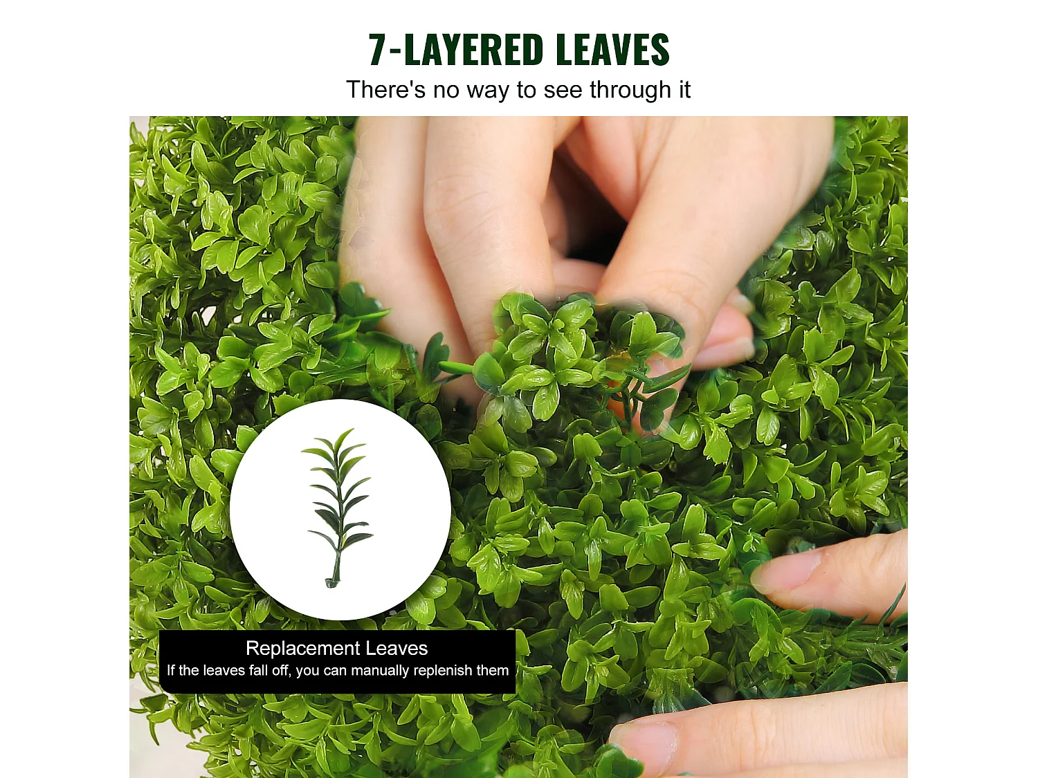 Arbre Artificiel SucceBuy 2' Arbre Topiaire Artificiel Faux Plante Feuilles Remplaçables Home Decor