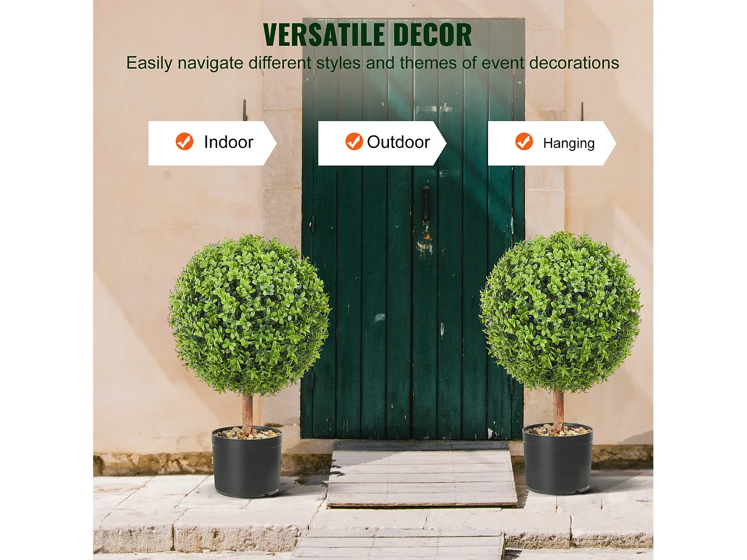 Arbre Artificiel SucceBuy 2' Arbre Topiaire Artificiel Faux Plante Feuilles Remplaçables Home Decor