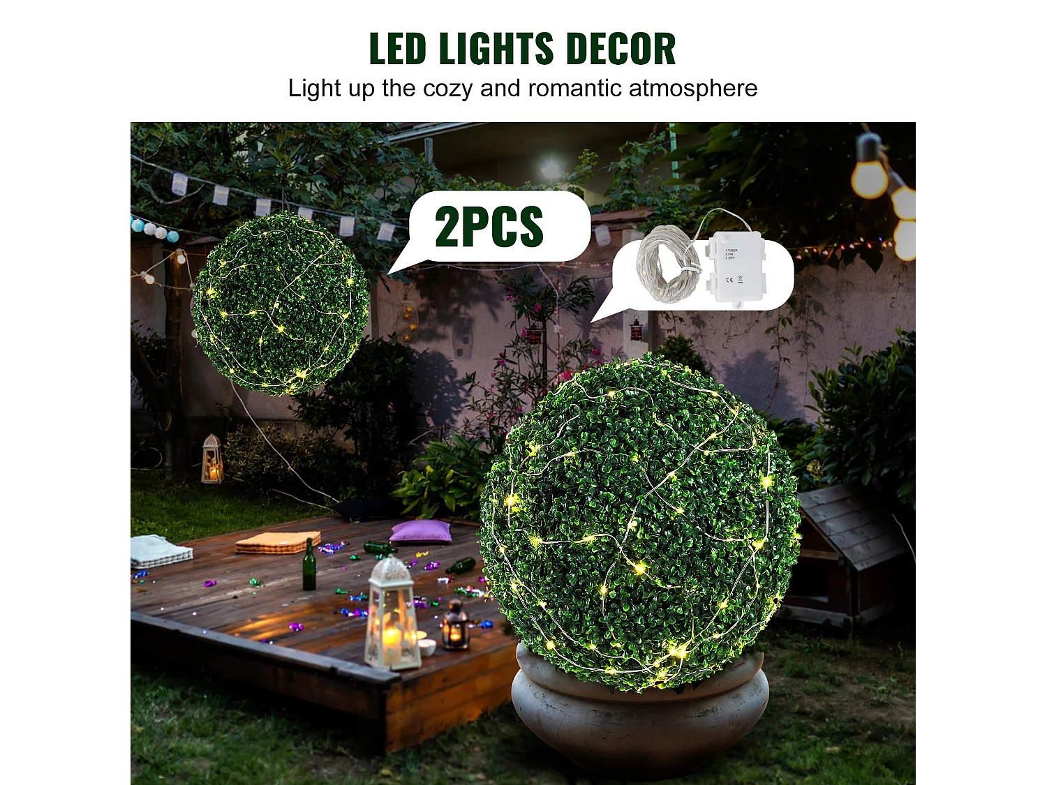 Künstlicher Baum SucceBuy Künstlicher Formschnitt-Grünball, 50,8 cm, Kunstpflanzen für die Innen- und Außendekoration