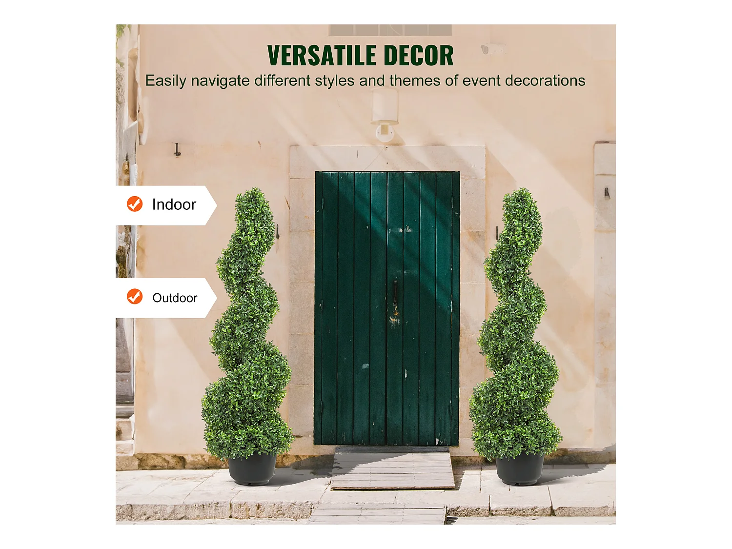 Arbre Artificiel SucceBuy Arbre Artificiel en Spirale Topiaire  de 4 Pi, Fausse Plante UV, Décoration D'intérieur/Extérieur pour la Maison