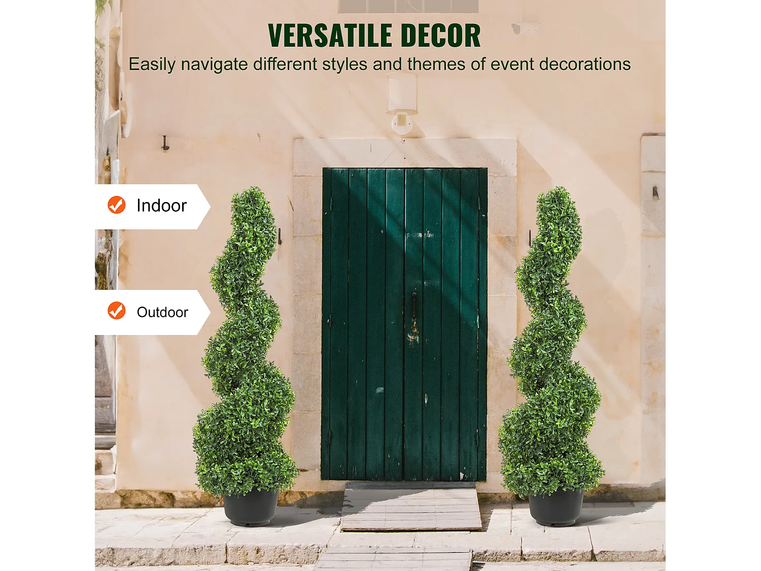 Arbre Artificiel SucceBuy Arbre Artificiel en Spirale Topiaire  de 4 Pi, Fausse Plante UV, Décoration D'intérieur/Extérieur pour la Maison