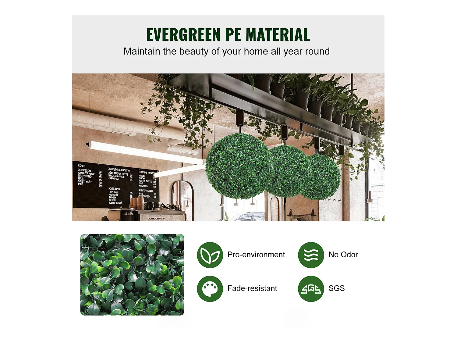 Arbre Artificiel SucceBuy Boule Topiaire Artificielle de 16 Po, Fausses Plantes Vertes pour Décoration Extérieure/Intérieure