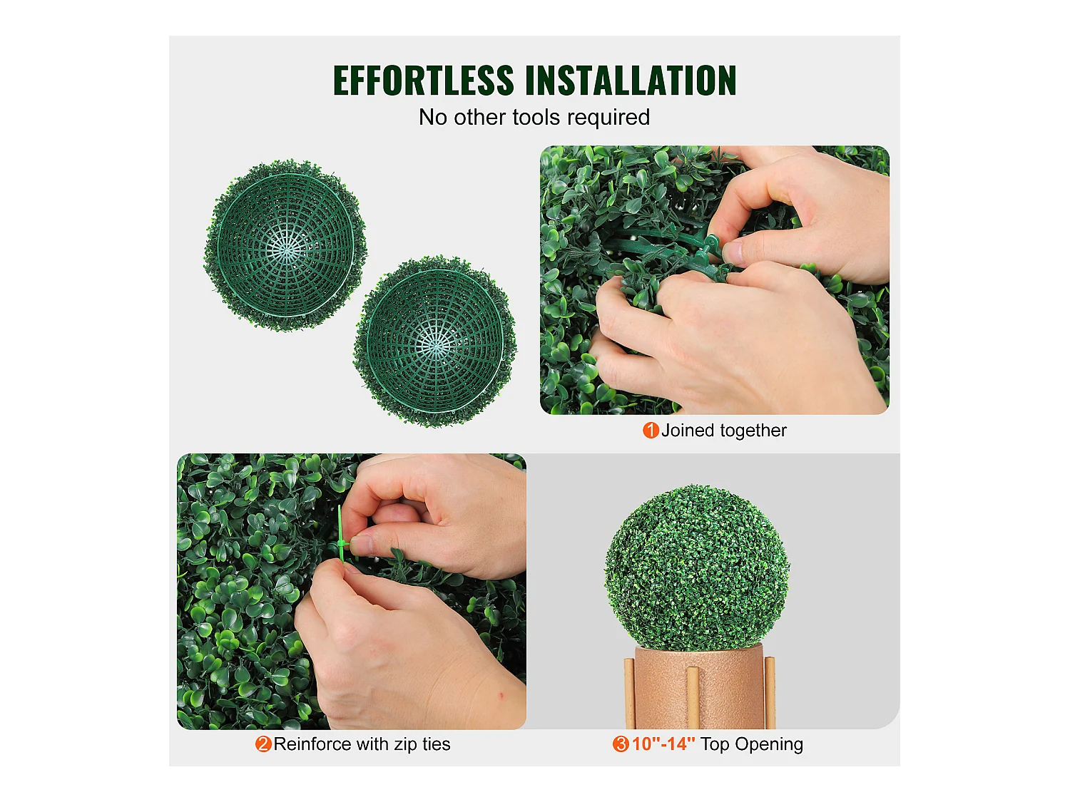 Arbre Artificiel SucceBuy Boule Topiaire Artificielle de 16 Po, Fausses Plantes Vertes pour Décoration Extérieure/Intérieure