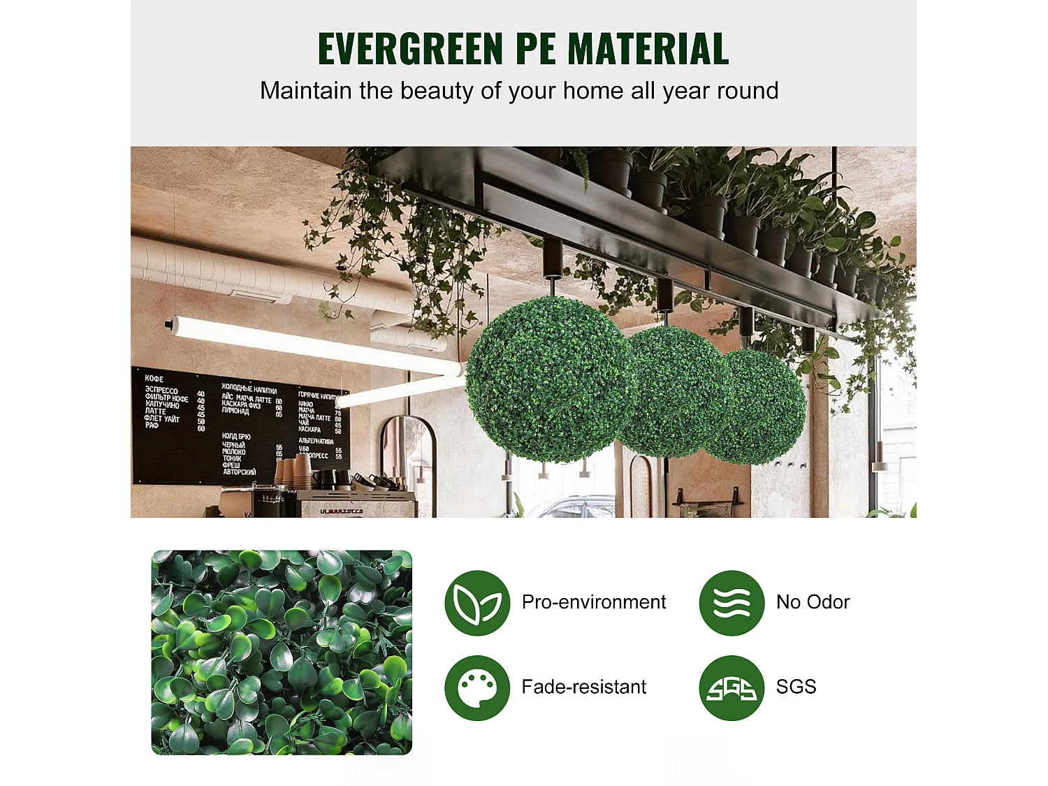 Arbre Artificiel SucceBuy Boule Topiaire Artificielle de 16 Po, Fausses Plantes Vertes pour Décoration Extérieure/Intérieure