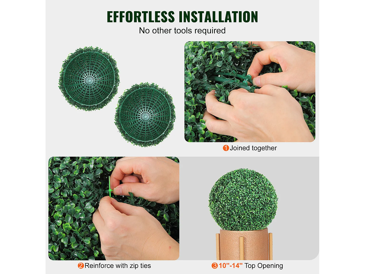 Arbre Artificiel SucceBuy Boule Topiaire Artificielle de 16 Po, Fausses Plantes Vertes pour Décoration Extérieure/Intérieure