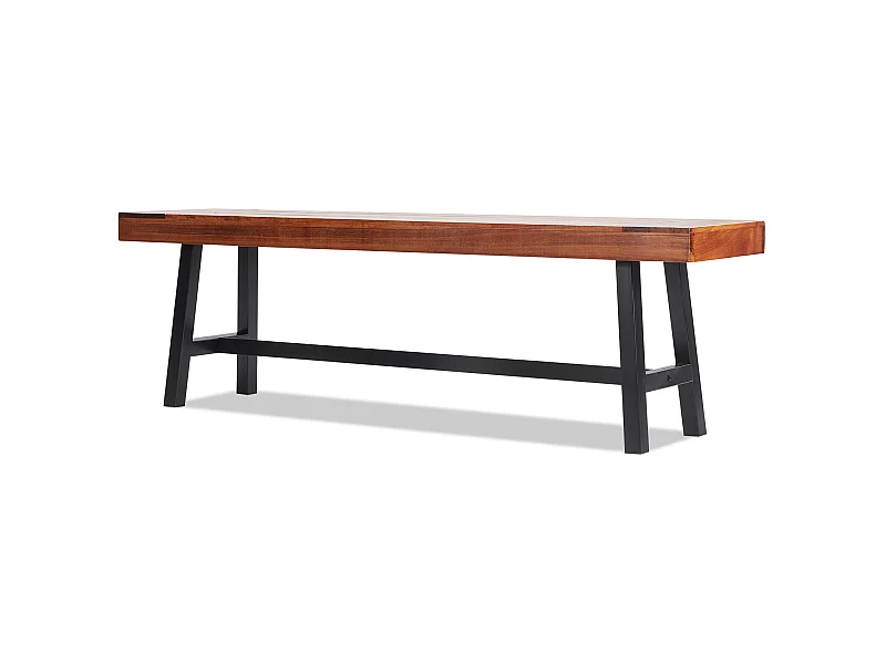 160 cm Holzgartenbank mit Metallbeinen SucceBuy, Essplatz im Freien für Park & Terrasse