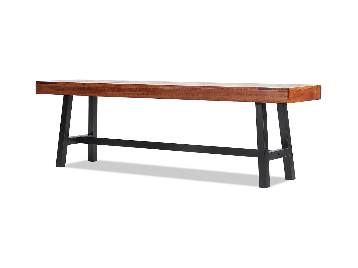 Banc de Jardin en Bois de 160 cm avec Pieds en Métal SucceBuy, Sièges de Salle à Manger pour l'Extérieur, le Parc et la Terrasse