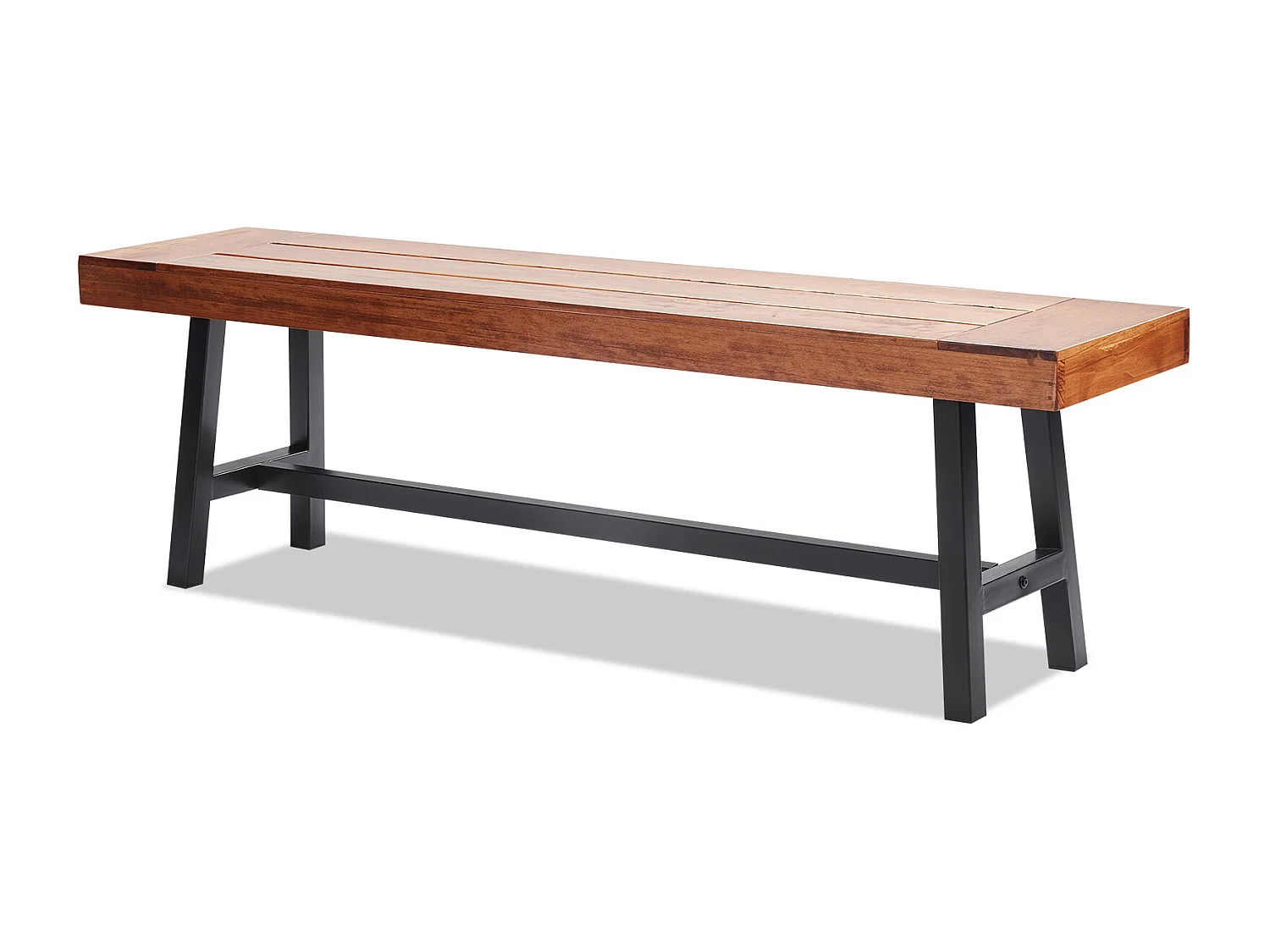 Banc de Jardin en Bois de 160 cm avec Pieds en Métal SucceBuy, Sièges de Salle à Manger pour l'Extérieur, le Parc et la Terrasse