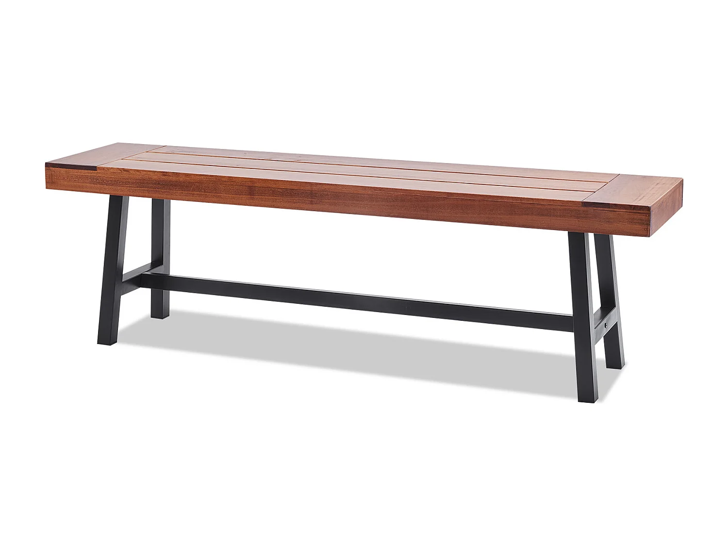 Banc de Jardin en Bois de 160 cm avec Pieds en Métal SucceBuy, Sièges de Salle à Manger pour l'Extérieur, le Parc et la Terrasse