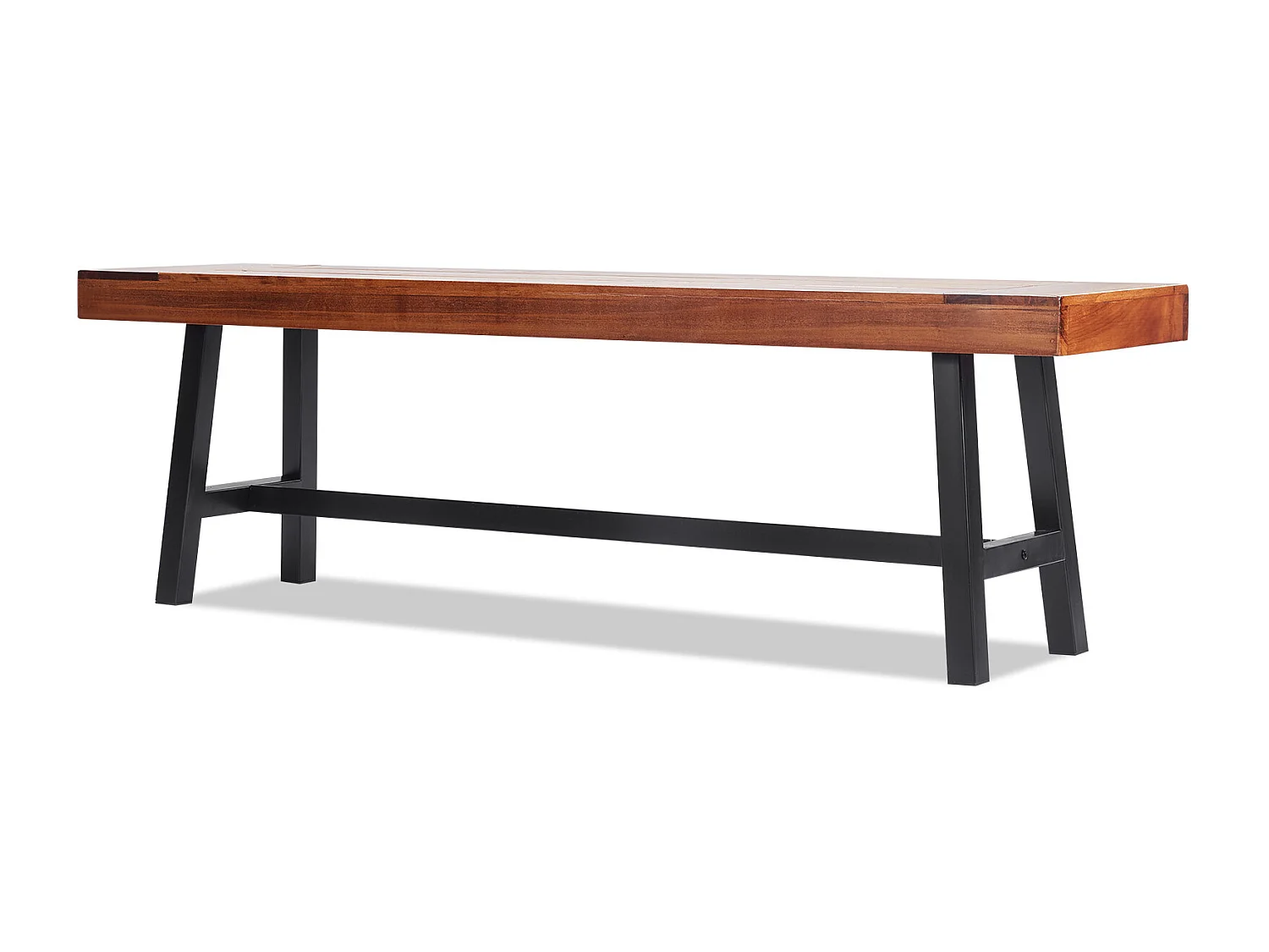 Banc de Jardin en Bois de 160 cm avec Pieds en Métal SucceBuy, Sièges de Salle à Manger pour l'Extérieur, le Parc et la Terrasse