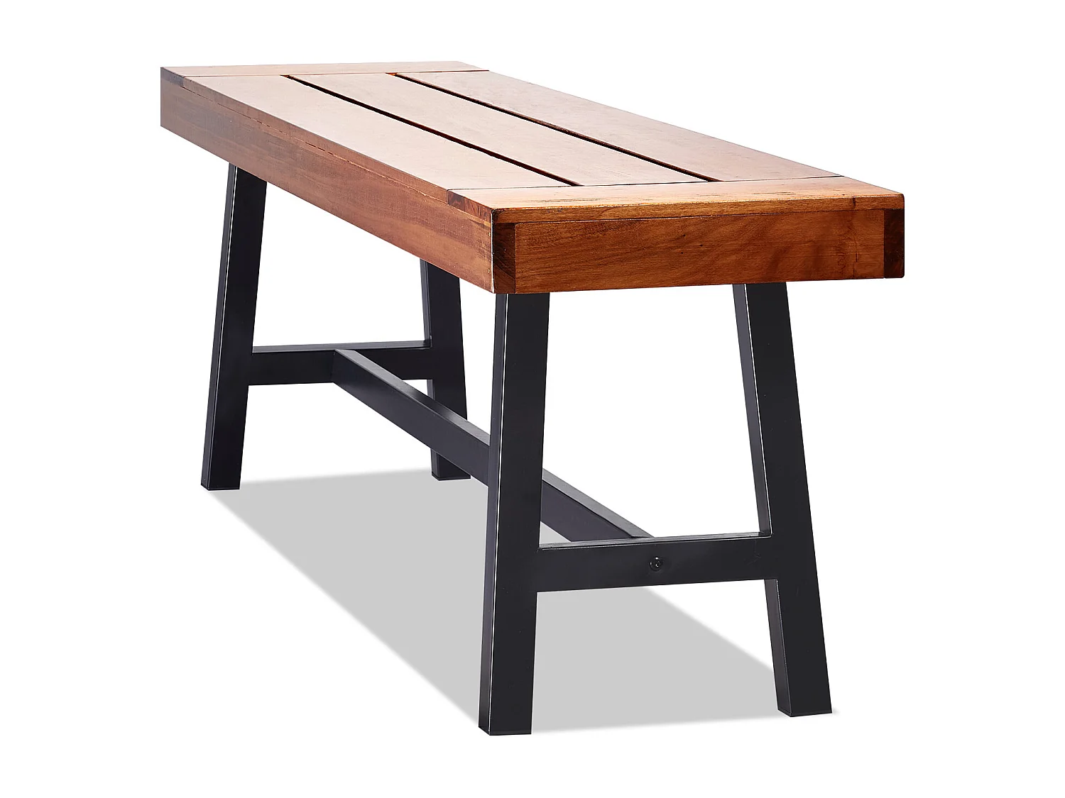 Banc de Jardin en Bois de 160 cm avec Pieds en Métal SucceBuy, Sièges de Salle à Manger pour l'Extérieur, le Parc et la Terrasse