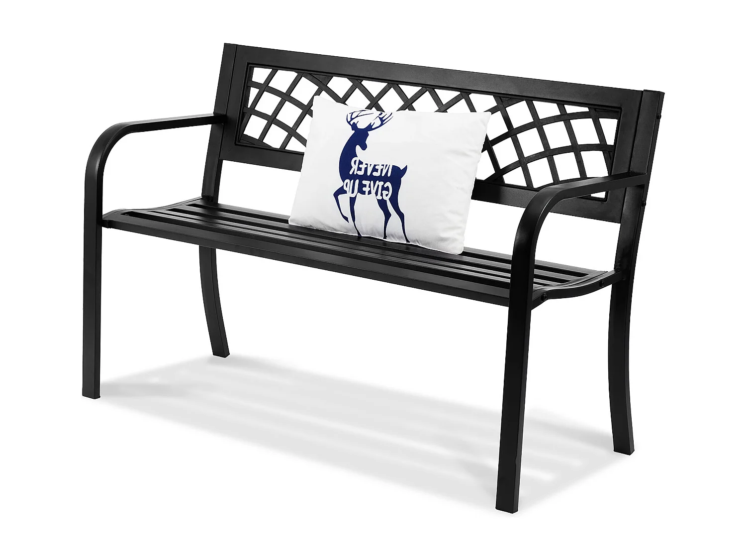 Ławka Ogrodowa SucceBuy 117 cm z Metalu o udźwigu 480 funtów na Patio, do Parku, na Podwórko, na Werandę