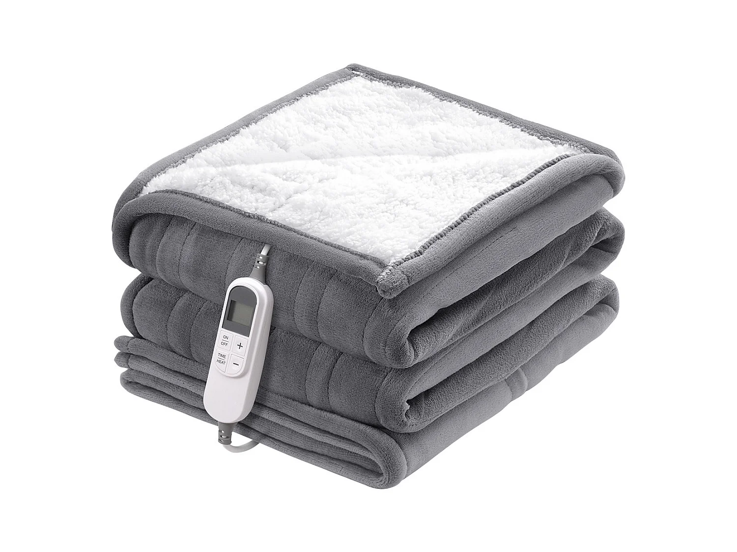 Coperta Elettrica Riscaldata, SucceBuy Coperta Riscaldata 150x200 CM Queen, Flanella Morbida, 9T&6H, Regalo, 220-240V, 150W/Grigio