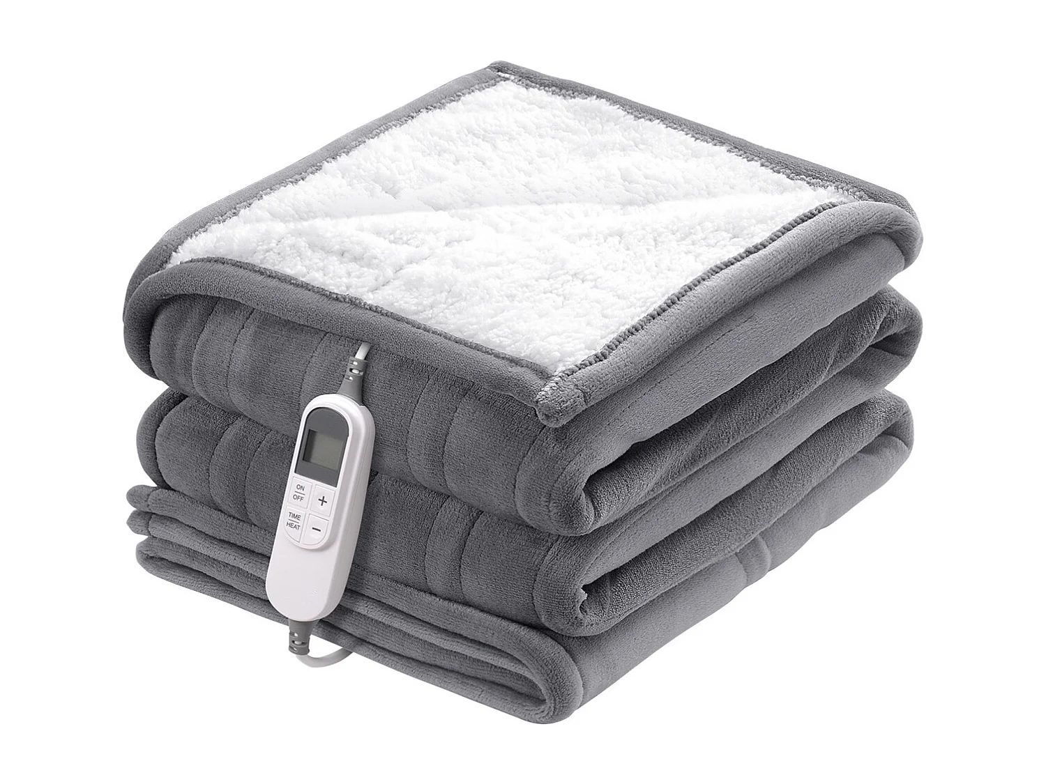 Coperta Elettrica Riscaldata, SucceBuy Coperta Riscaldata 150x200 CM Queen, Flanella Morbida, 9T&6H, Regalo, 220-240V, 150W/Grigio