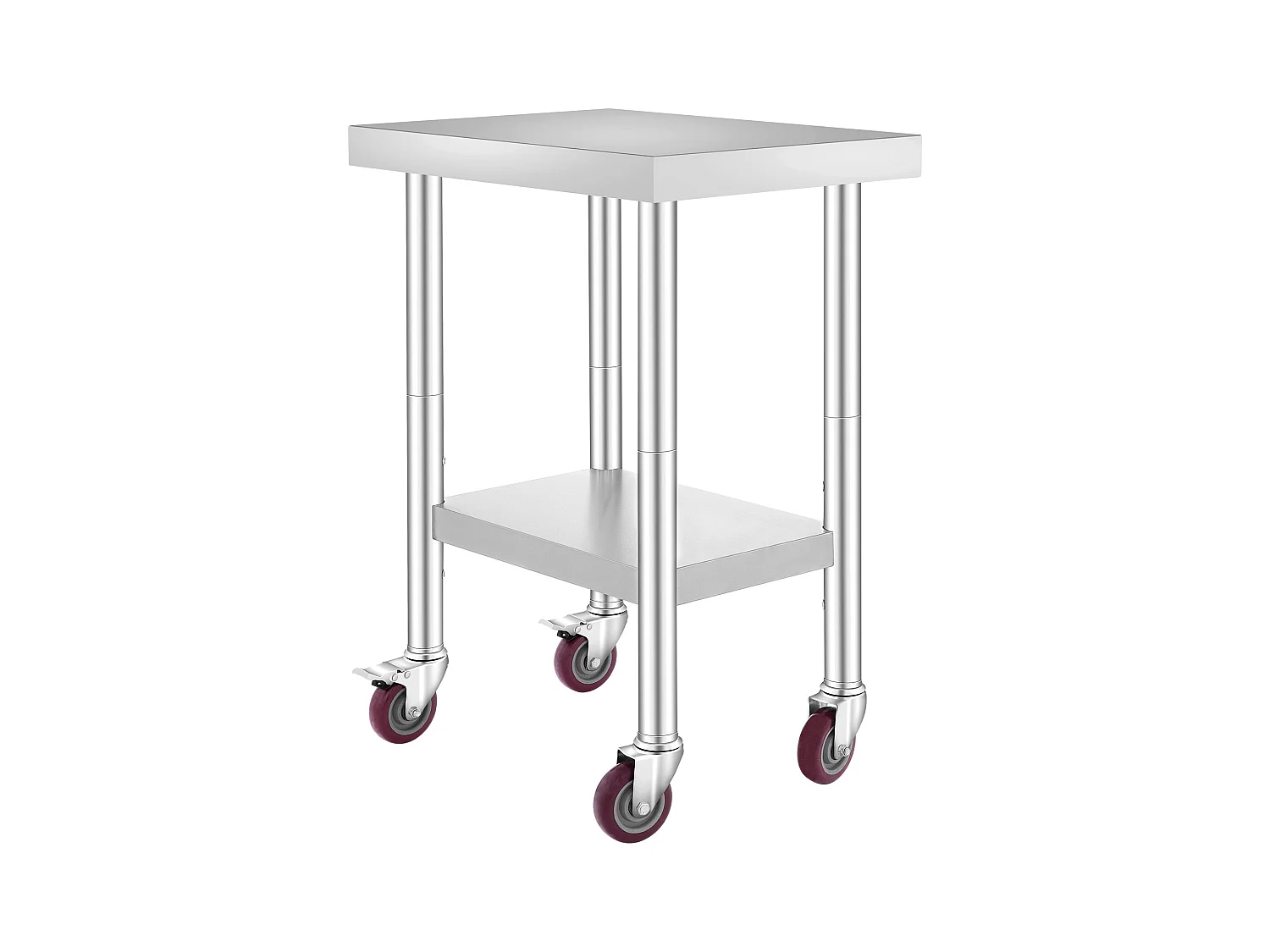 Table de Travail SucceBuy Table de Préparation Commerciale en Acier Inoxydable 61x45.7 cm avec 4 Roulettes